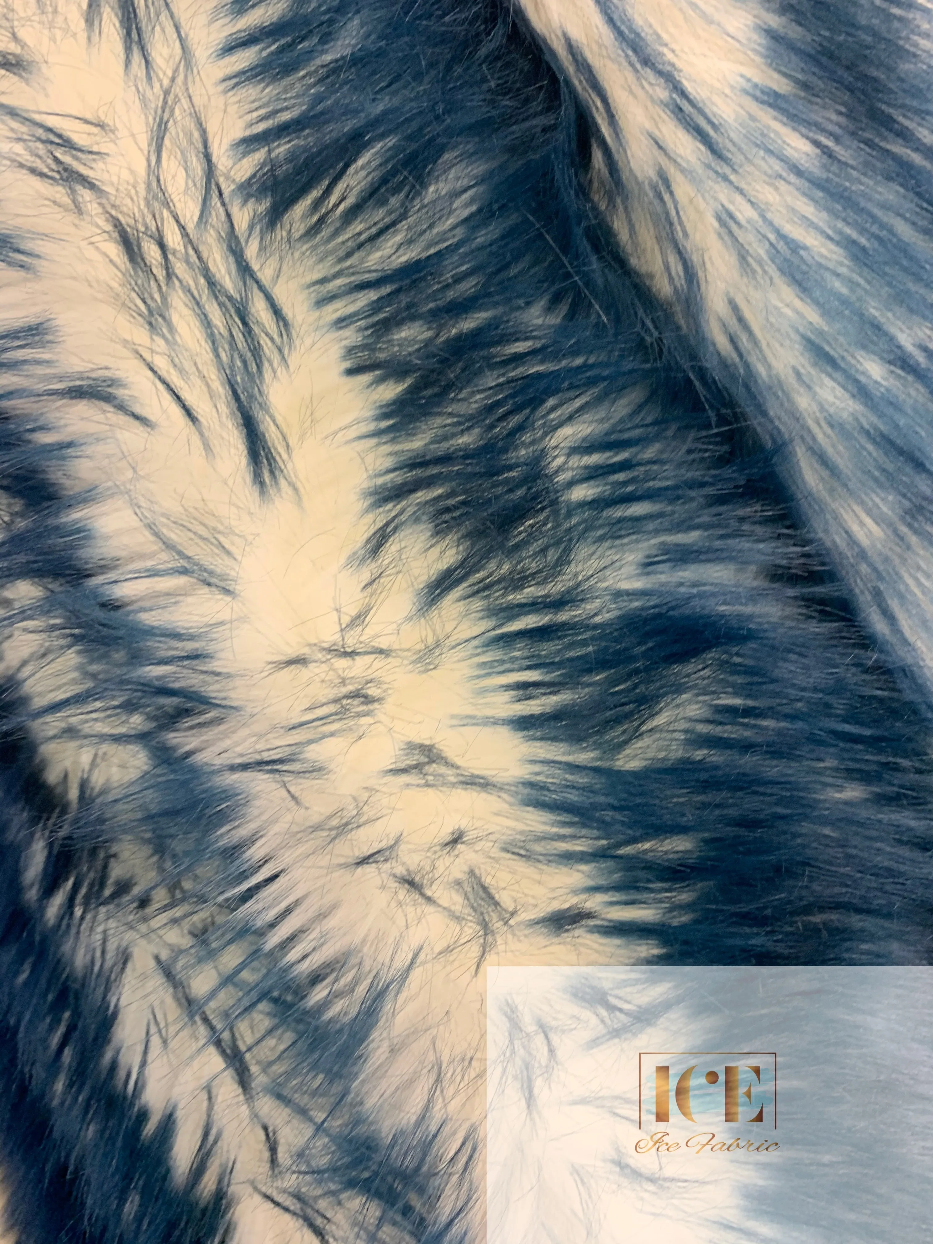 Navy Blue Canadian Fox Fake Animal Faux Fur Fabric