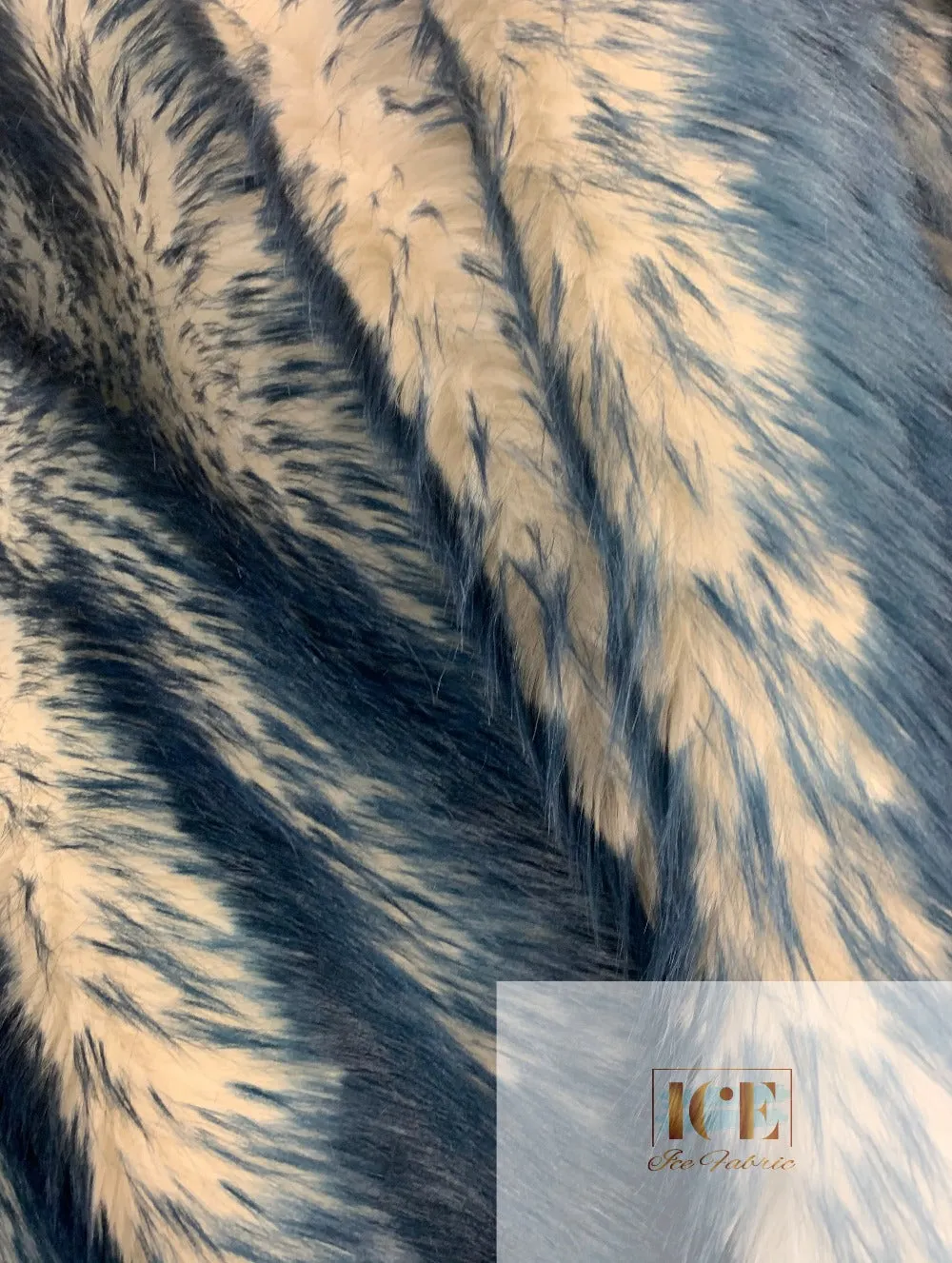 Navy Blue Canadian Fox Fake Animal Faux Fur Fabric