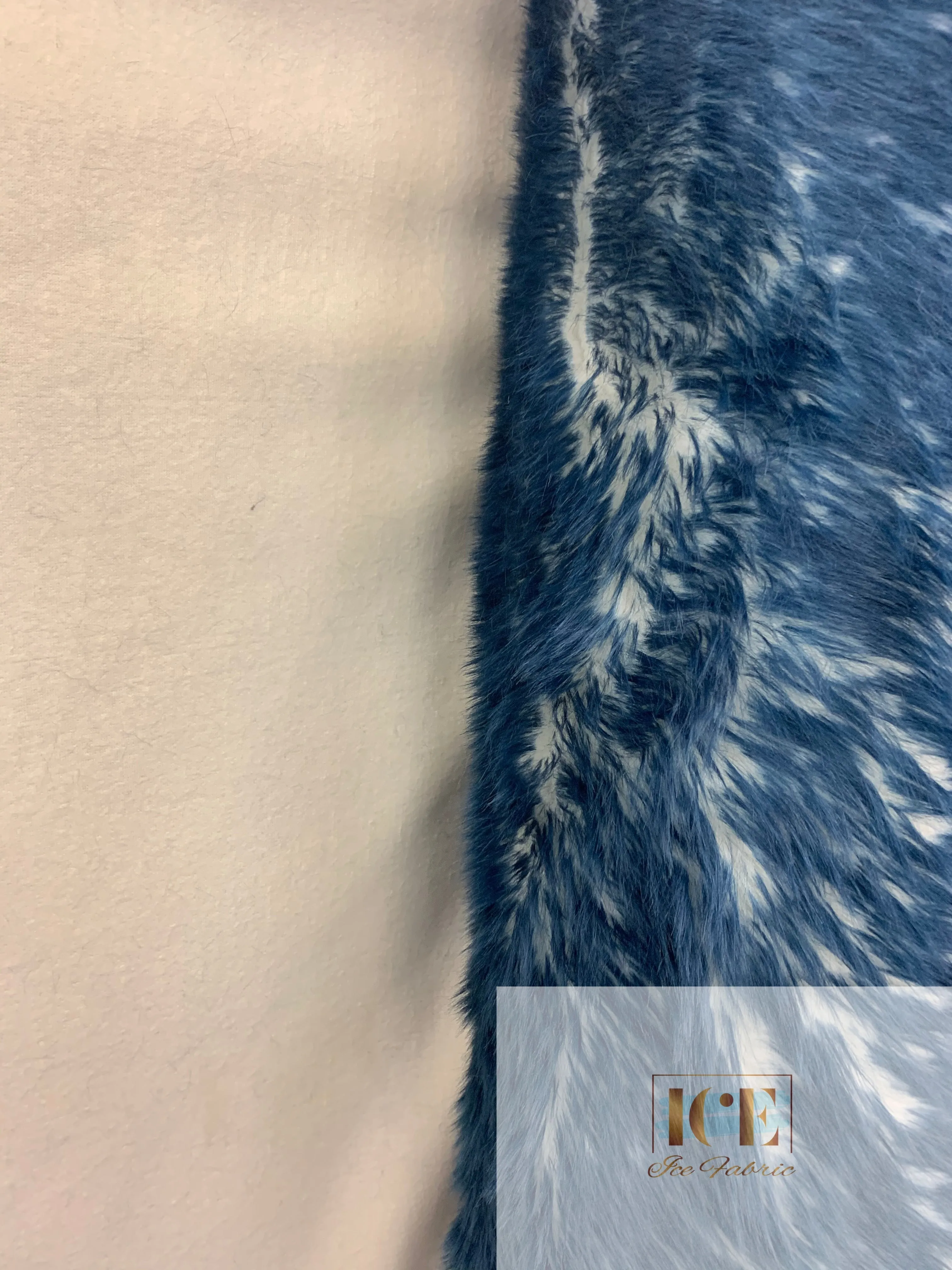 Navy Blue Canadian Fox Fake Animal Faux Fur Fabric