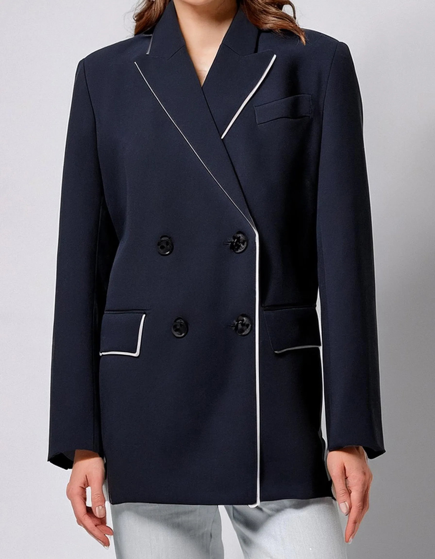 Navy Double-Breasted Blazer