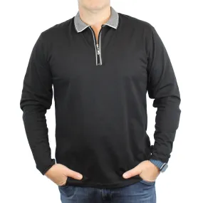 New York Man 1/4 Zip Polo Contrast Collar Long Sleeve