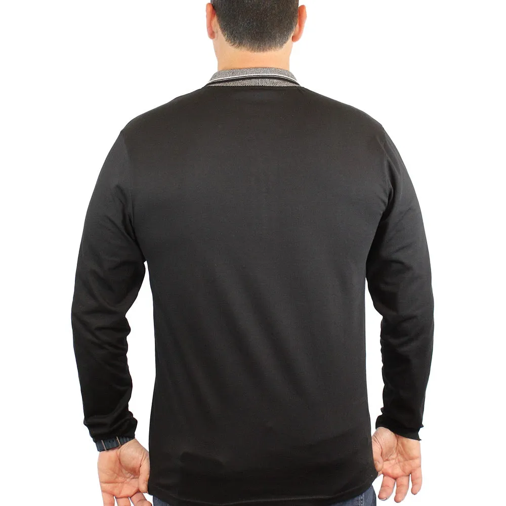 New York Man 1/4 Zip Polo Contrast Collar Long Sleeve