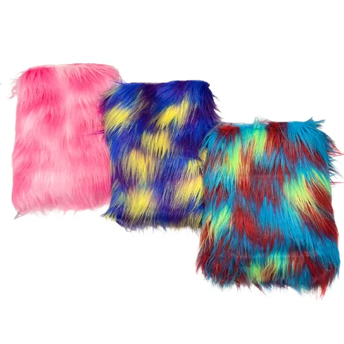 Rainbow Three Tone Shaggy Faux Fur Fabric