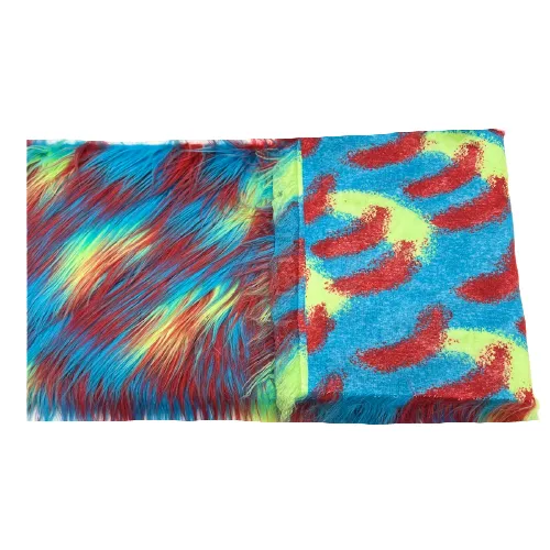 Rainbow Three Tone Shaggy Faux Fur Fabric