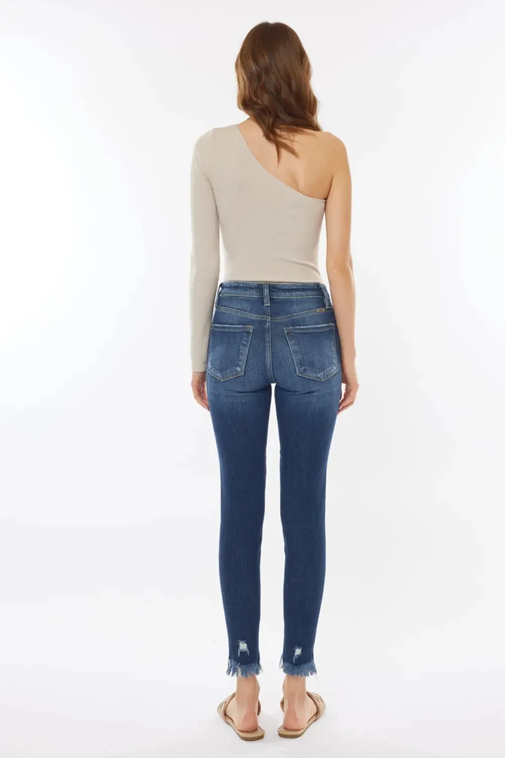 Raw Hem High Waist Cropped Jeans