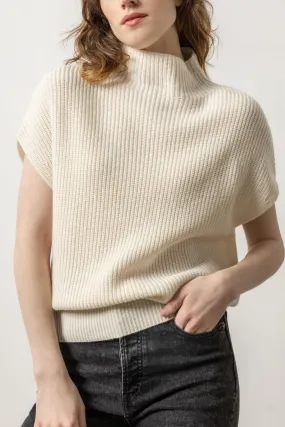 Ribbed Funnel Neck Sweater