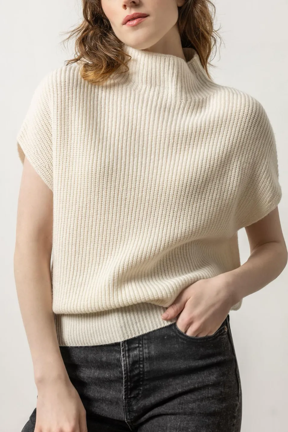 Ribbed Funnel Neck Sweater