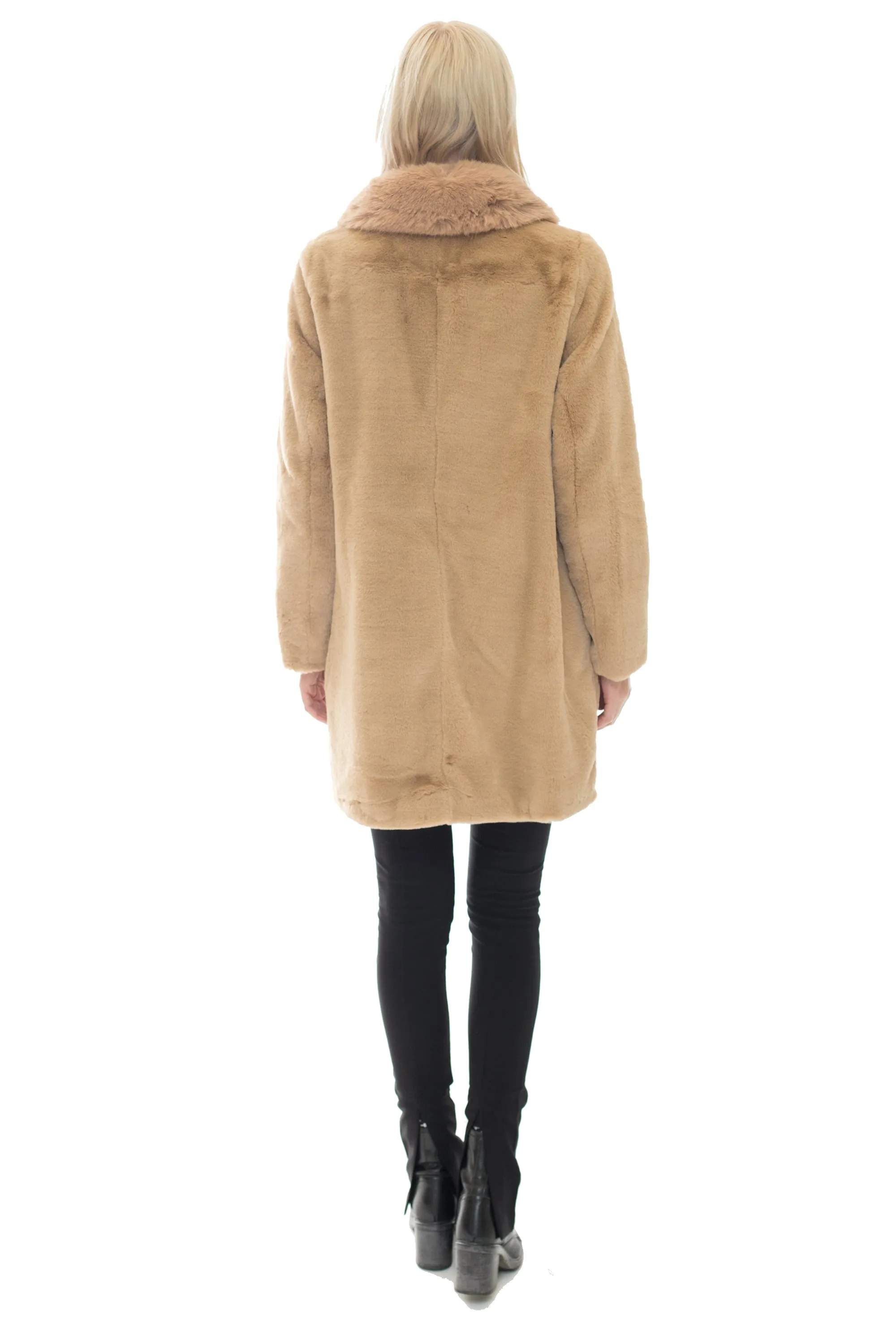 RINGWOOD - Long Faux Fur Coat with Oversized Collar