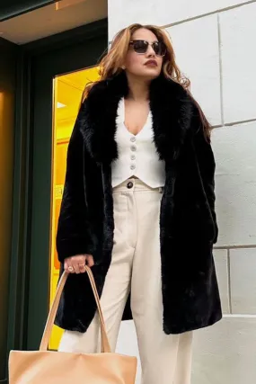 RINGWOOD - Long Faux Fur Coat with Oversized Collar