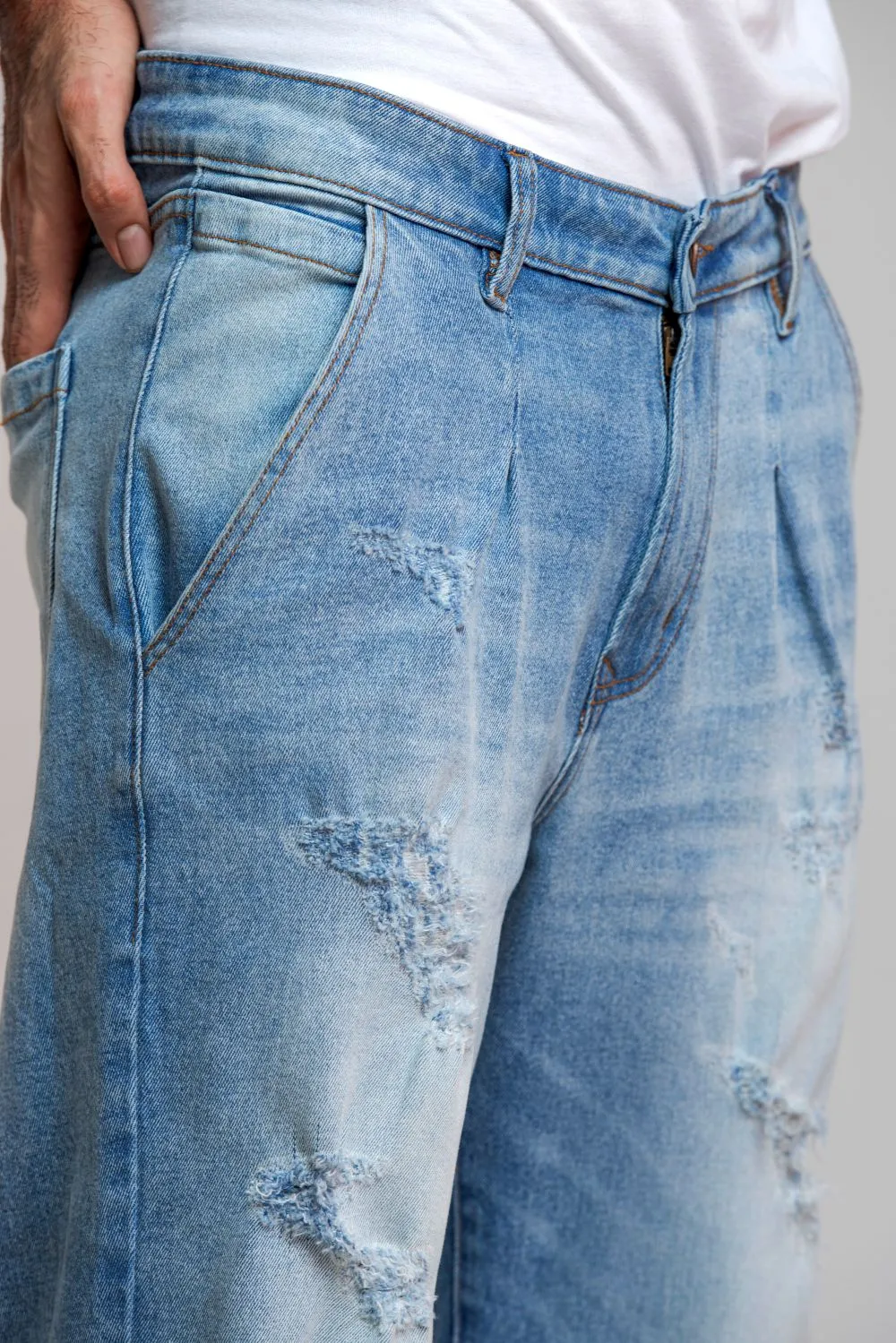 Ripped & Repair Blue Jeans –For Him