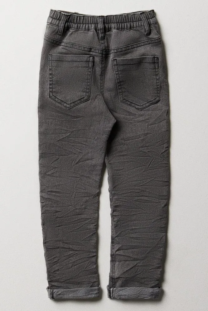 Ripped Skinny Denim Jeans Grey