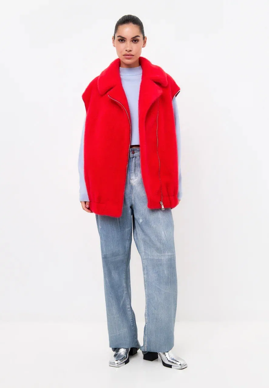 Short Faux Fur Coat Marilyn - Red