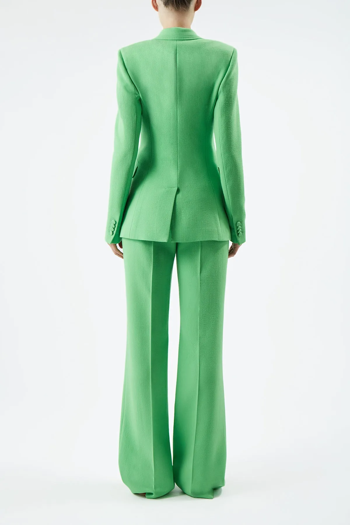 Stephanie Blazer in Fluorescent Green Virgin Wool Crepe