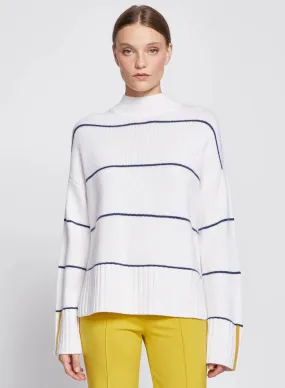 Striped Mock Neck Sweater in Cream