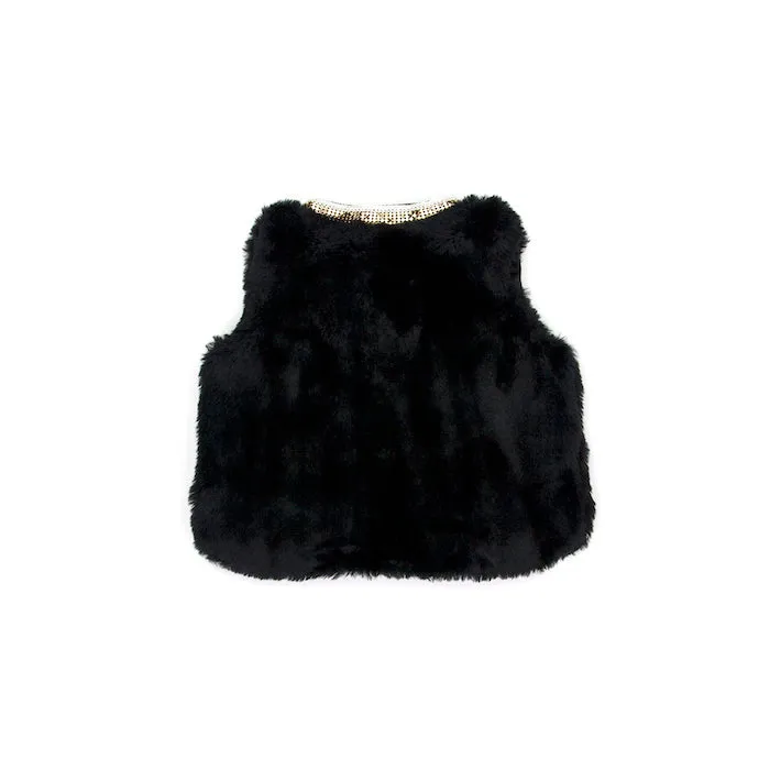 Sudo Mini Miss Molly Faux Fur Vest-Atomic Black