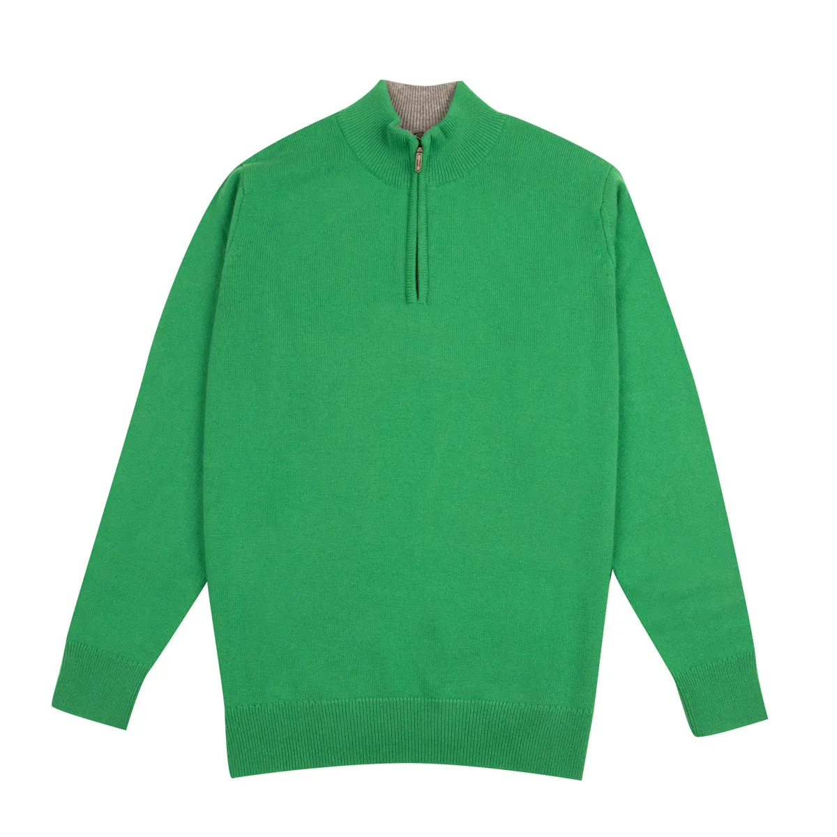 The Bowmore 1/4 Zip Neck Cashmere Sweater - Grasshopper Green