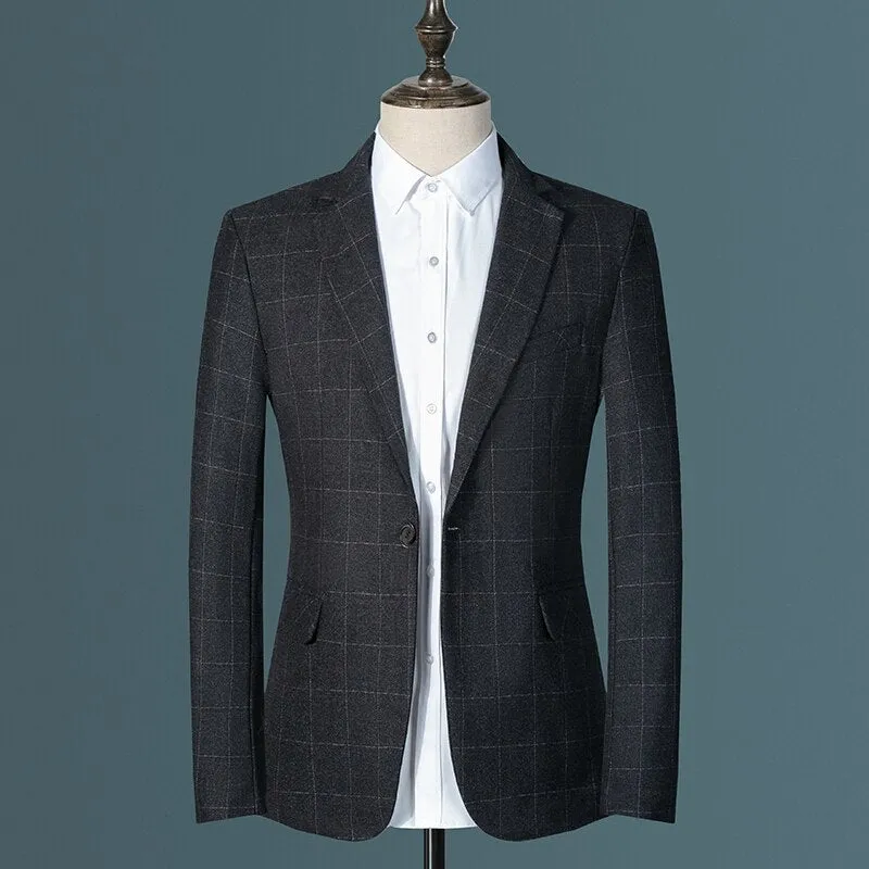 West Louis™ Plaid Business Casual Suit Blazer