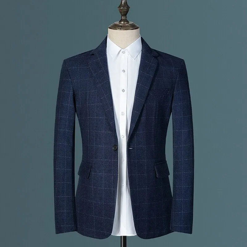 West Louis™ Plaid Business Casual Suit Blazer