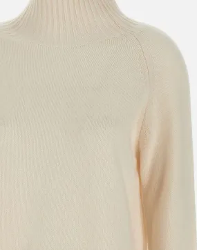 White Cashmere High Funnel Neck Sweater