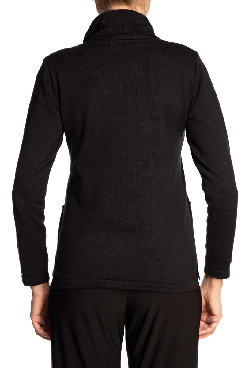 Women's Sweater Black - Quality Knit Fabric Beautiful Details - Sizes Small to XX Large