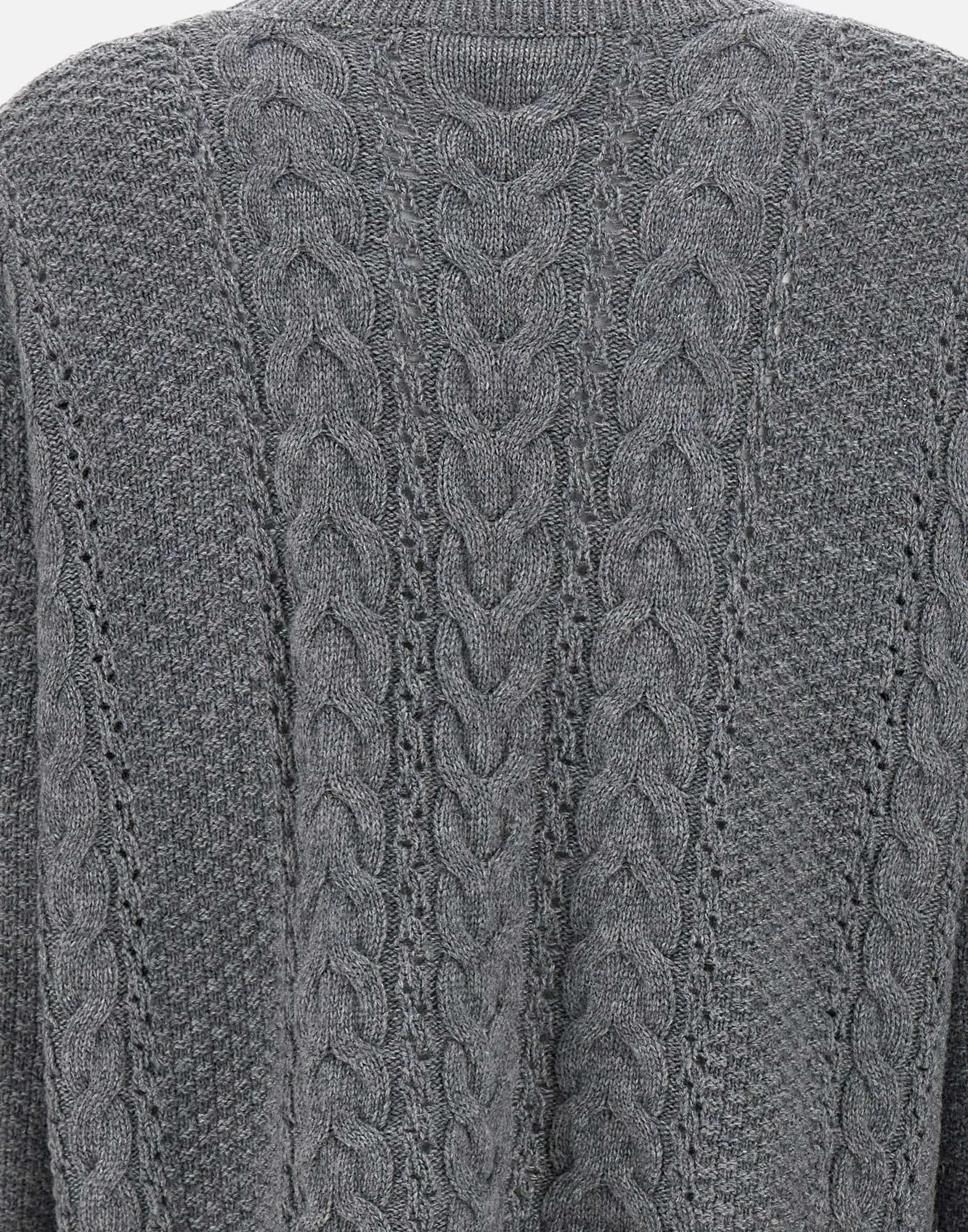 Wool-Blend Grey Funnel Neck Sweater